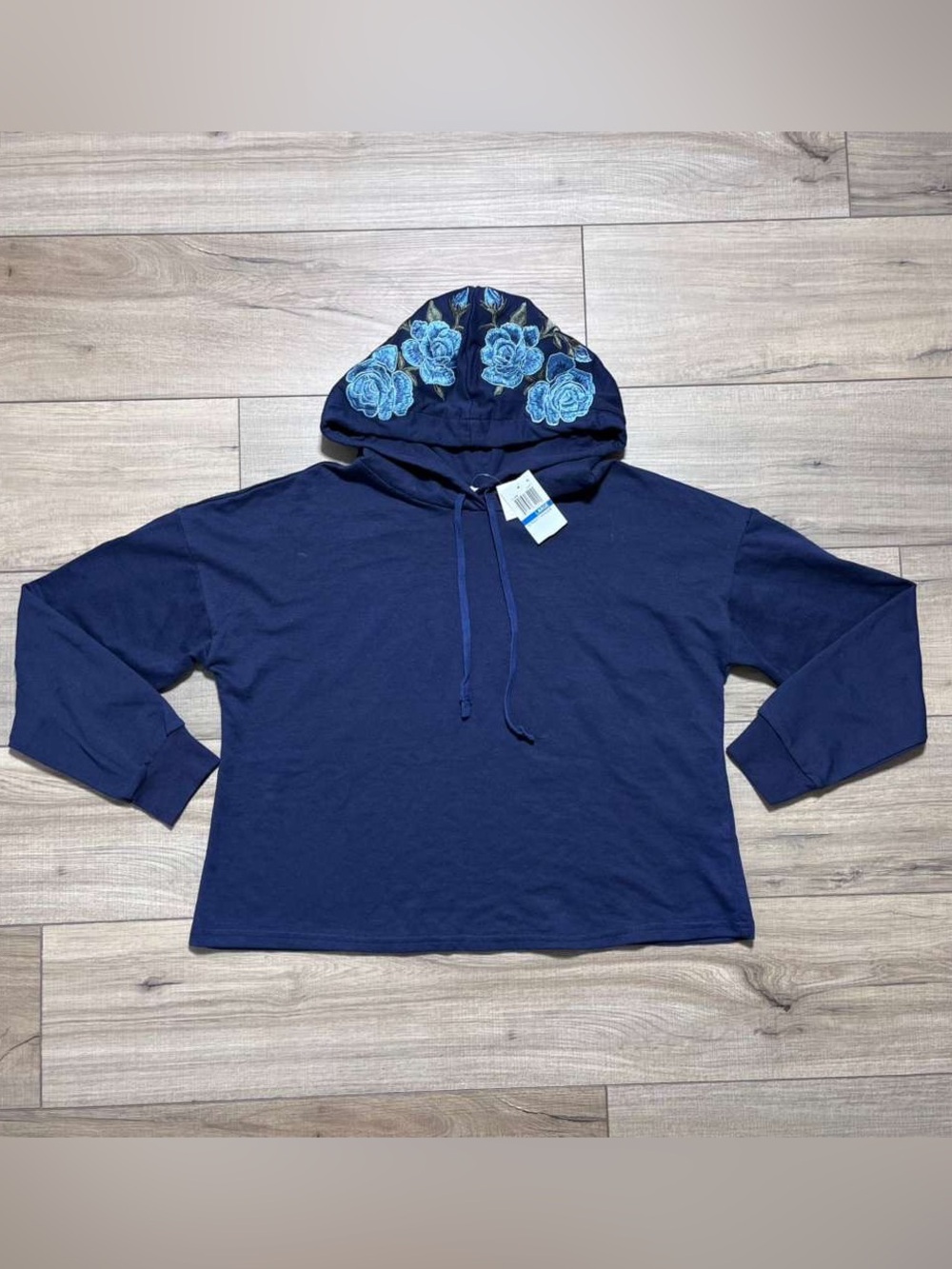 Ultra Flirt‎ Juniors' Embroidered Pullover Hoodie Size Large Dark Navy Blue